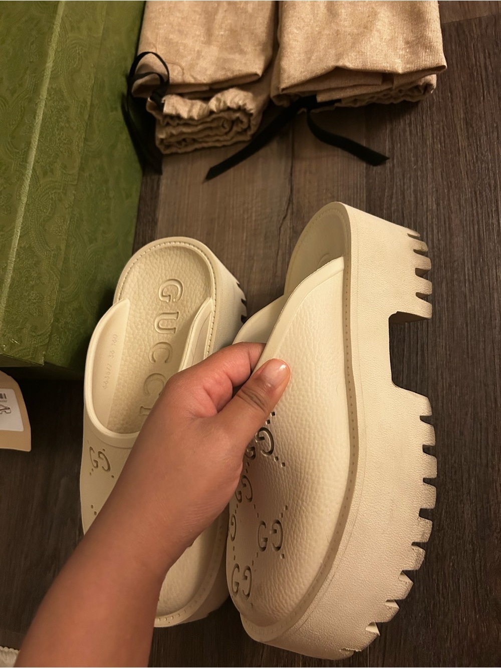 Gucci Cream Double-G Platform Clog - Picture 6 of 6